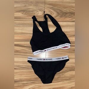 Tommy Hilfiger Black Racerback Logo Sport Bralette and underwear